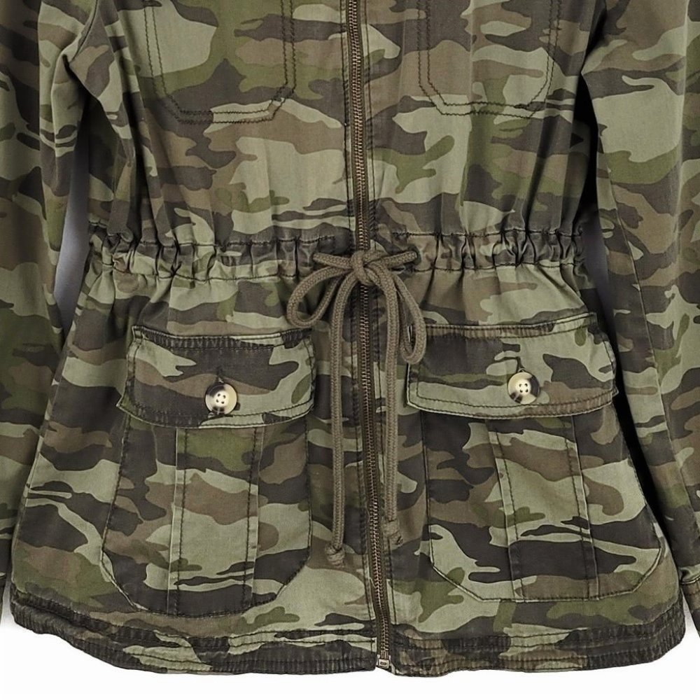 SO Camouflage Utility Twill Jacket with Drawstring Size L Army Green - Picture 8 of 11